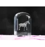 Selle Français - un cube de cristal avec une photo, une photo de cheval dans le cristal, un presse-papiers cubique de la marque Art-Dog