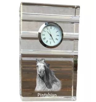 Pintabian - Glasuhr mit Foto, Pferdefoto im Kristall, personalisierte Tischuhr für das Büro der Marke Art-Dog
