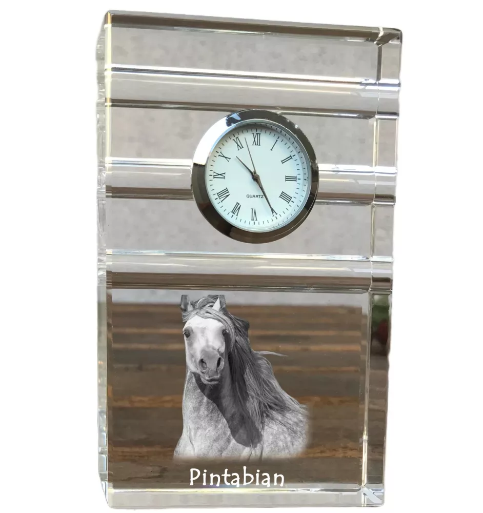 Pintabian - horloge en verre avec photo, photo de cheval dans un cristal, horloge de bureau personnalisée de la marque Art-Dog