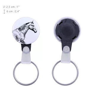 Selle Français - porte-clés unique avec une photo de cheval, produit fait à la main, accroche légère et pratique de la marque Art-Dog