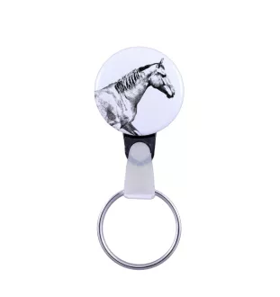 Selle Français - porte-clés unique avec une photo de cheval, produit fait à la main, accroche légère et pratique de la marque Art-Dog