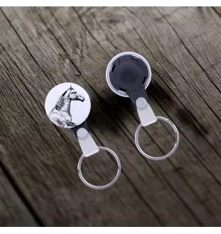 Selle Francais - ein einzigartiger Schlüsselanhänger mit einem Pferdebild, handgefertigtes Produkt, leicht und handlich, Anhänger der Marke Art-Dog