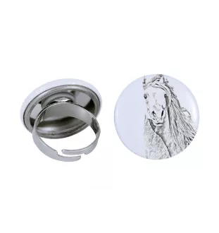 Pintabian - Bague de collection avec l'image d'un cheval, produit fait à la main, marque Art-Dog