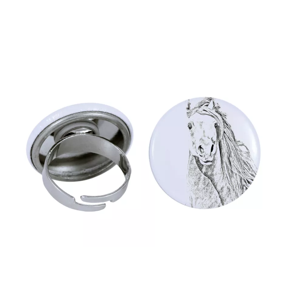 Pintabian - Bague de collection avec l'image d'un cheval, produit fait à la main, marque Art-Dog