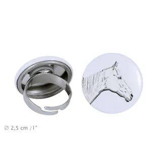 Cheval de course à la retraite - Bague de collection avec l'image d'un cheval, produit fait à la main, marque Art-Dog
