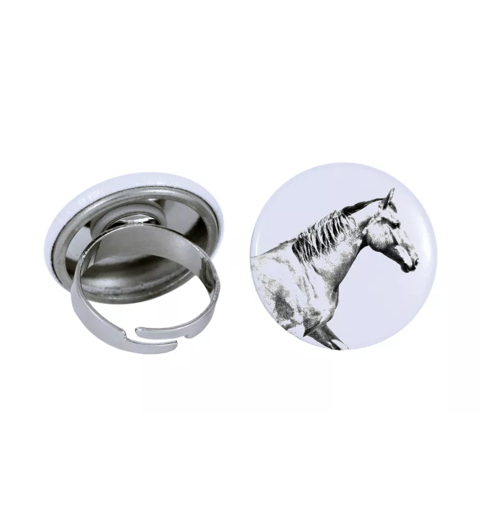 Selle Français - Bague de collection avec l'image d'un cheval, produit fait à la main, marque Art-Dog