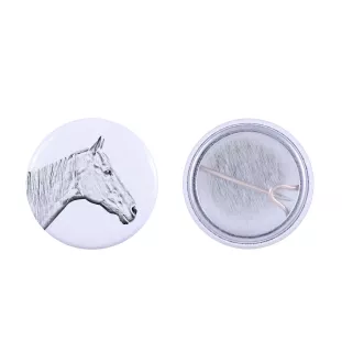 Cheval de course à la retraite ornement de chemise, broche pour sac, cadeau idéal avec la possibilité d'ajouter votre propre graphisme de la marque Art-Dog