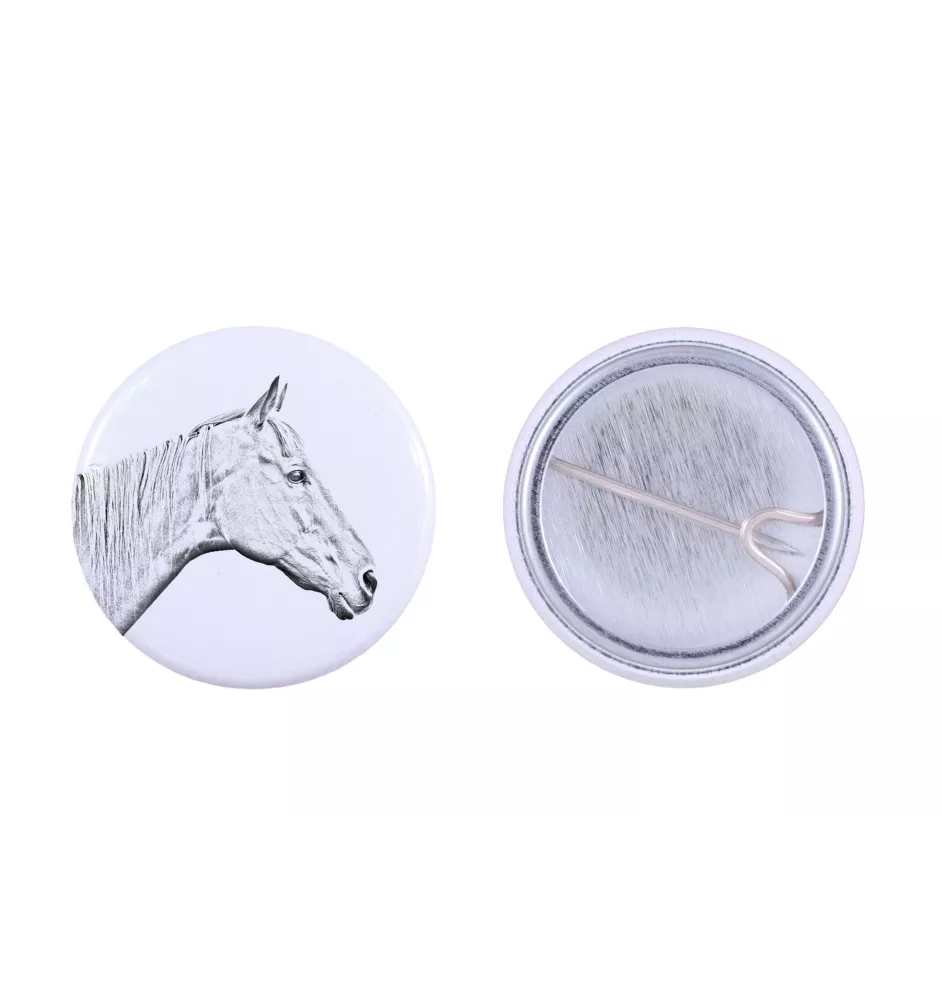 Cheval de course à la retraite ornement de chemise, broche pour sac, cadeau idéal avec la possibilité d'ajouter votre propre graphisme de la marque Art-Dog