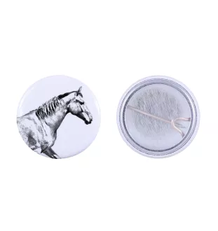 Selle Francais - shirt accessory, bag pin, perfect gift with the option to add your brand graphics from Art-Dog.