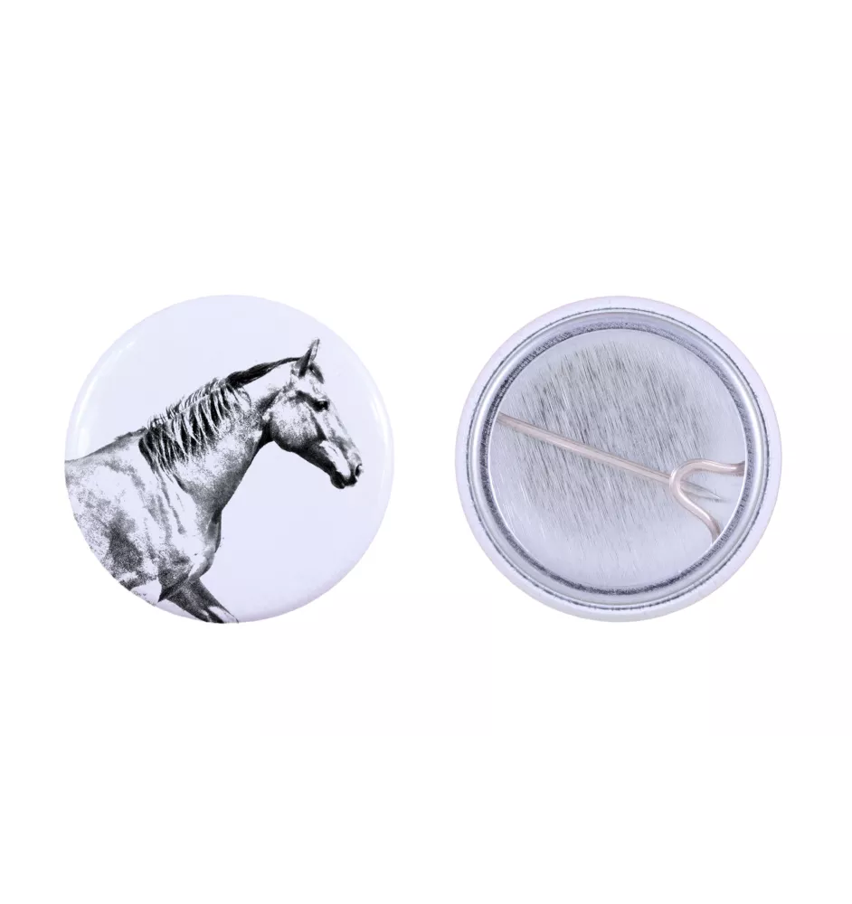 Selle Français ornement de chemise, broche pour sac, cadeau idéal avec la possibilité d'ajouter votre propre graphisme de la marque Art-Dog