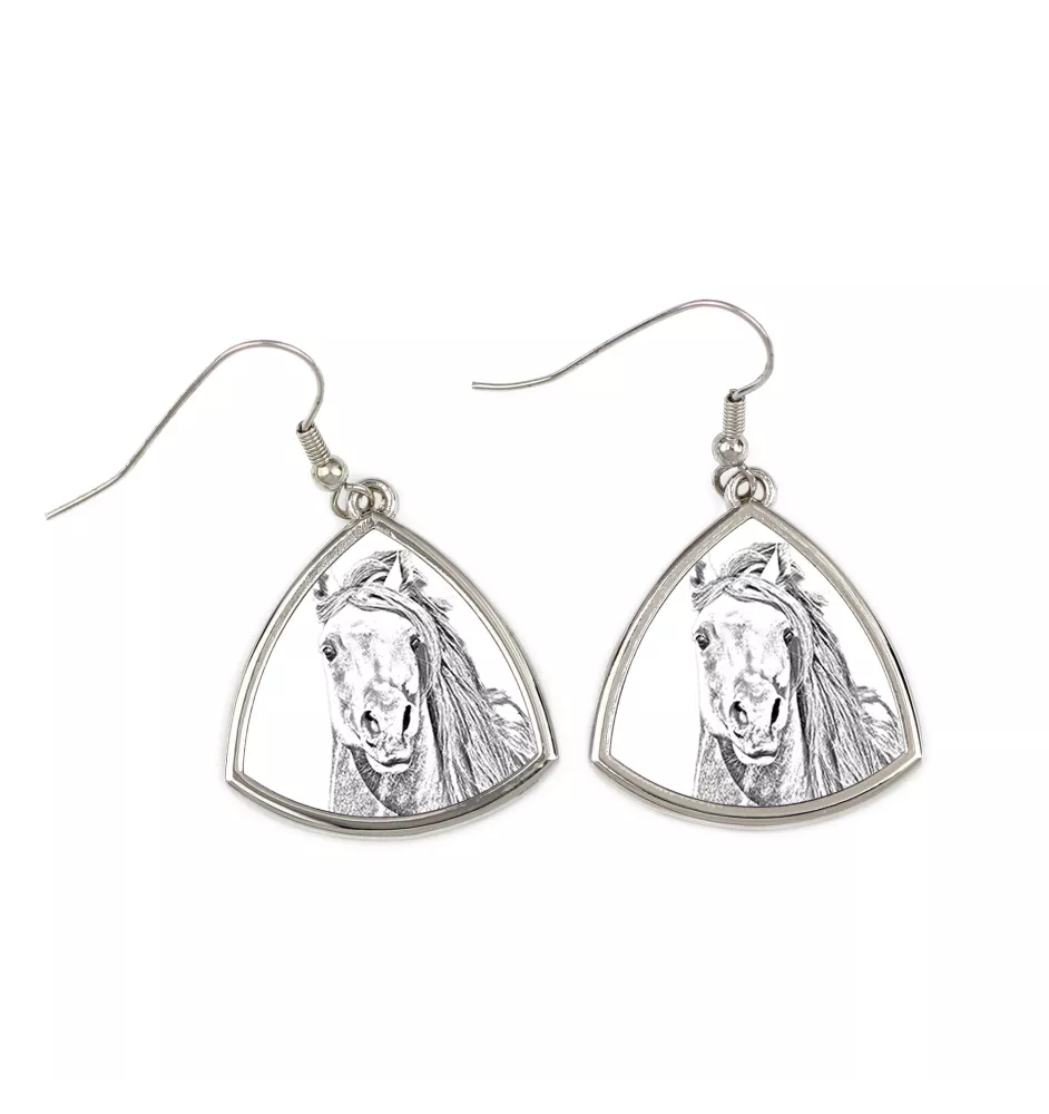Pintabian - boucles d'oreilles avec un cheval, boucles d'oreilles pendantes avec une image, bijoux personnalisés avec l'impression de la marque Art-Dog