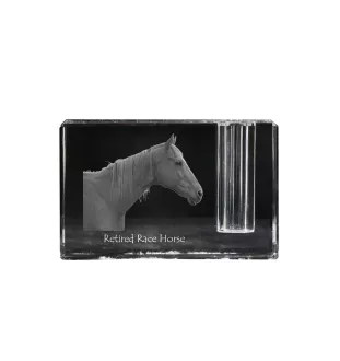 Cheval de course à la retraite - Porte-stylos, organiseur en cristal avec image d'un cheval, décoration de bureau unique par la marque Art-Dog