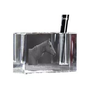 Cheval de course à la retraite - Porte-stylos, organiseur en cristal avec image d'un cheval, décoration de bureau unique par la marque Art-Dog