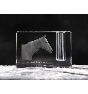 Cheval de course à la retraite - Porte-stylos, organiseur en cristal avec image d'un cheval, décoration de bureau unique par la marque Art-Dog