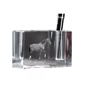 Selle Français - Porte-stylos, organiseur en cristal avec image d'un cheval, décoration de bureau unique par la marque Art-Dog