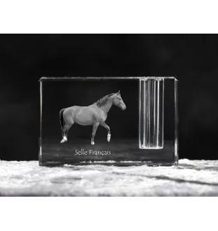 Selle Français - Porte-stylos, organiseur en cristal avec image d'un cheval, décoration de bureau unique par la marque Art-Dog