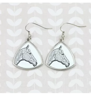 Rennpferd im Ruhestand - Pferdeohrringe, hängende Ohrringe mit einem Bild, personalisierter Schmuck mit dem Aufdruck der Marke Art-Dog