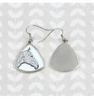 Cheval de course à la retraite - boucles d'oreilles avec un cheval, boucles d'oreilles pendantes avec une image, bijoux personnalisés avec l'impression de la marque Art-Dog