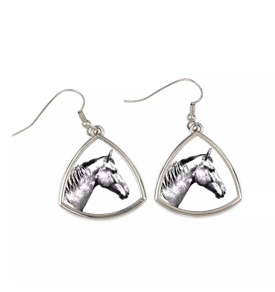 Selle Francais - earrings with a horse, hanging earrings with a picture, personalized jewelry with Art-Dog brand print