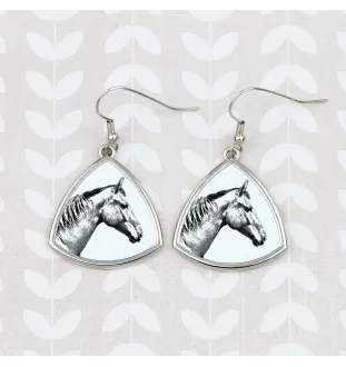 Selle Français - boucles d'oreilles avec un cheval, boucles d'oreilles pendantes avec une image, bijoux personnalisés avec l'impression de la marque Art-Dog
