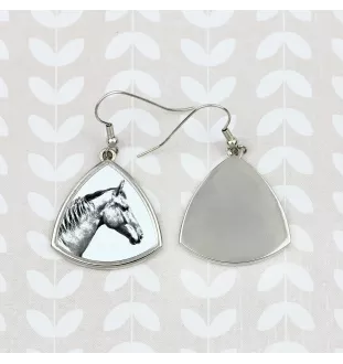 Selle Francais - earrings with a horse, hanging earrings with a picture, personalized jewelry with Art-Dog brand print