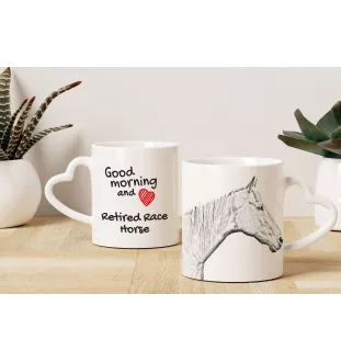 Retired Race Horse - cup with a dog, adorable cup with a heart-shaped handle, universal gift from the Art-Dog brand
