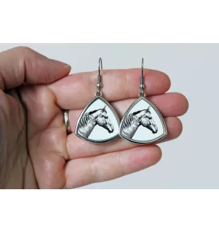 Selle Français - boucles d'oreilles avec un cheval, boucles d'oreilles pendantes avec une image, bijoux personnalisés avec l'impression de la marque Art-Dog