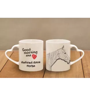 Retired Race Horse - cup with a dog, adorable cup with a heart-shaped handle, universal gift from the Art-Dog brand