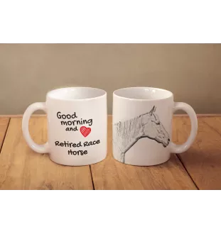 Rennpferd im Ruhestand - Tasse mit Hund, personalisierte Tasse mit Druck, klassisches Geschenk für jeden von der Marke Art-Dog.