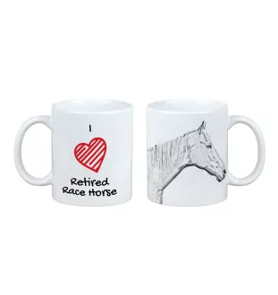 Cheval de course à la retraite - tasse avec un cheval, une tasse charmante avec une illustration, un cadeau avec votre photo de la marque Art-Dog