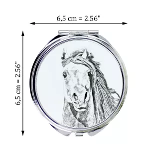 Pintabian - pocket mirror with a horse, personalized mirror for a purse, compact mirror with Art-Dog brand print