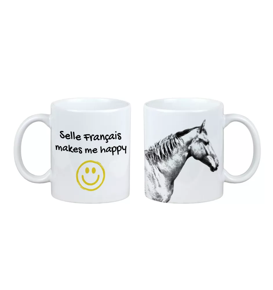 Selle Francais - Becher mit Pferd, fröhlicher Becher für Hundefreunde, personalisiertes Geschenk der Marke Art-Dog