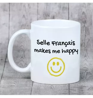 Selle Francais - Becher mit Pferd, fröhlicher Becher für Hundefreunde, personalisiertes Geschenk der Marke Art-Dog