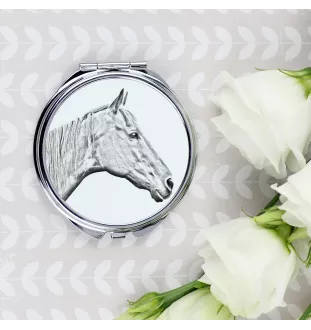 Retired Race Horse - pocket mirror with a horse, personalized mirror for a purse, compact mirror with Art-Dog brand print