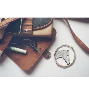 Cheval de course à la retraite - miroir de poche avec cheval, miroir personnalisé pour sac à main, miroir compact avec impression de la marque Art-Dog
