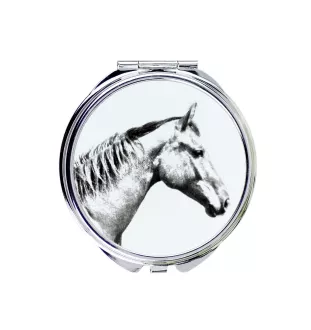 Selle Français - miroir de poche avec cheval, miroir personnalisé pour sac à main, miroir compact avec impression de la marque Art-Dog