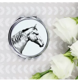 Selle Français - miroir de poche avec cheval, miroir personnalisé pour sac à main, miroir compact avec impression de la marque Art-Dog