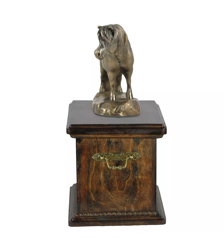 Kuc szetlandzki urna na drewnie z statuetką konia Art-Dog