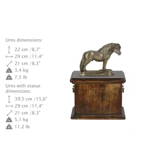 Kuc szetlandzki urna na drewnie z statuetką konia Art-Dog