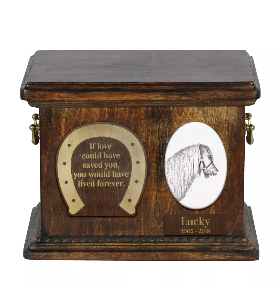 Shetland Pony - urn for horse ashes, urn for horse with a photo, personalized box for animal ashes by Art-Dog brand