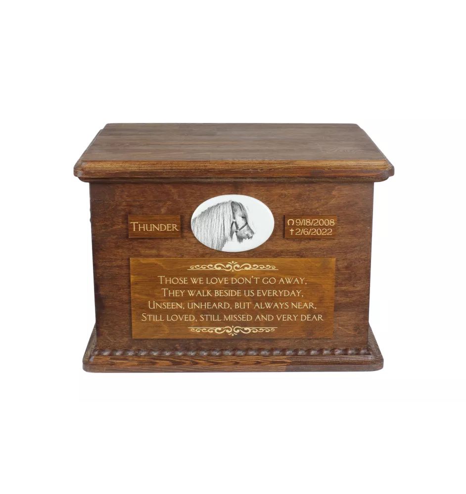 Shetland Pony - urn for horse ashes, personalized urn with a photo, large box for horse ashes by Art-Dog brand