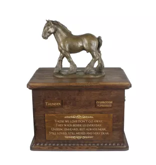 Comté - urne pour cendres de cheval avec statuette, urne personnalisée avec gravure, grande boîte pour cendres de cheval de la marque Art-Dog