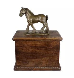 Shire drewniana urna z statuetką z brązu Art-Dog