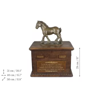 Comté - urne pour cendres de cheval avec statuette, urne personnalisée avec gravure, grande boîte pour cendres de cheval de la marque Art-Dog