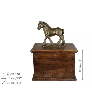 Shire drewniana urna z statuetką z brązu Art-Dog