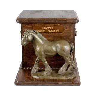 Comté - urne pour cendres de cheval avec statuette, urne personnalisée avec gravure, grande boîte pour cendres de cheval de la marque Art-Dog