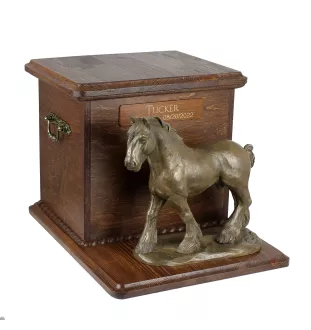 Shire - urn for horse ashes with a statuette, personalized urn with engraving, large box for horse ashes from the Art-Dog brand