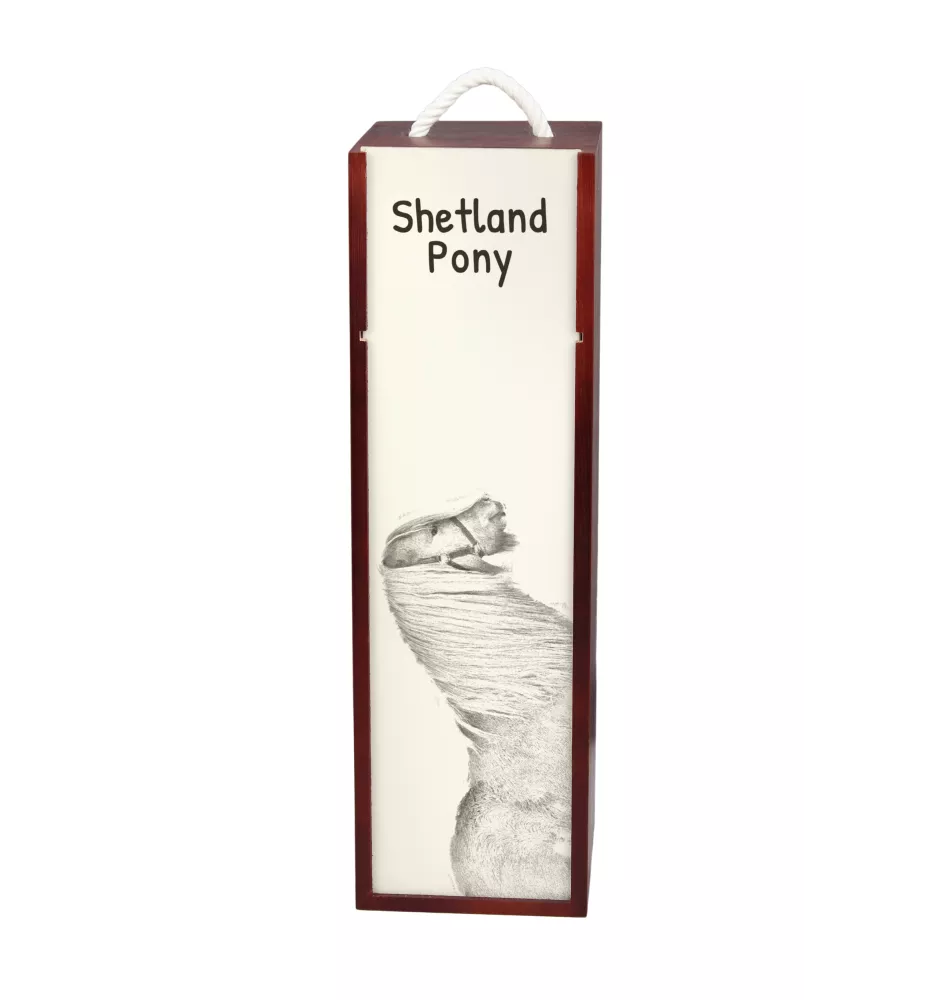 Shetland Pony - wine box with a horse, alcohol box with graphics, personalized gift box from the Art-Dog brand