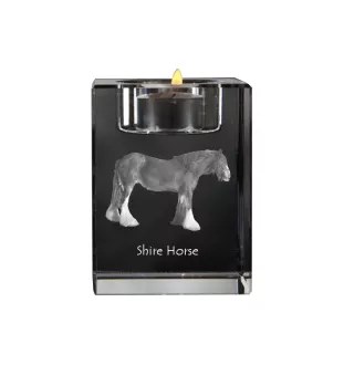 Shire - Candle holder with picture of a horse, crystal tealight holder, personalised gift by Art-Dog brand