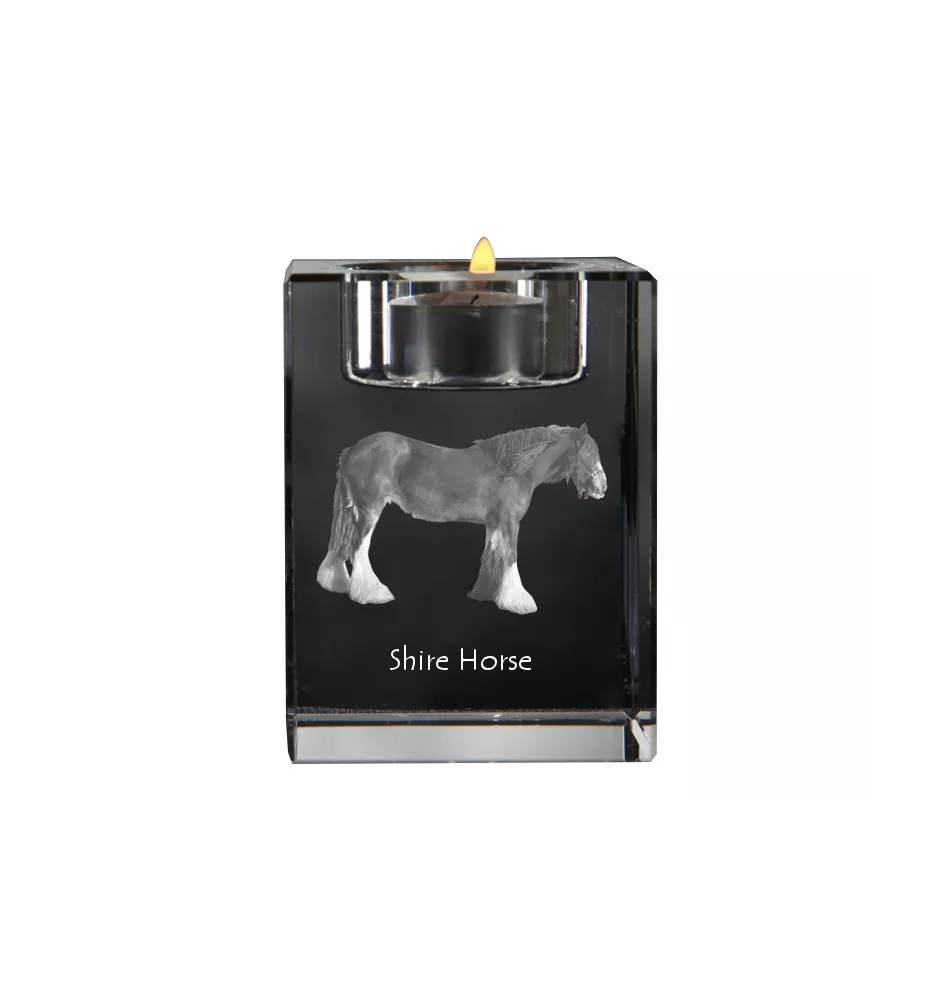 Comté - Bougeoir avec image d'un cheval, porte bougie en cristal, cadeau personnalisé par la marque Art-Dog